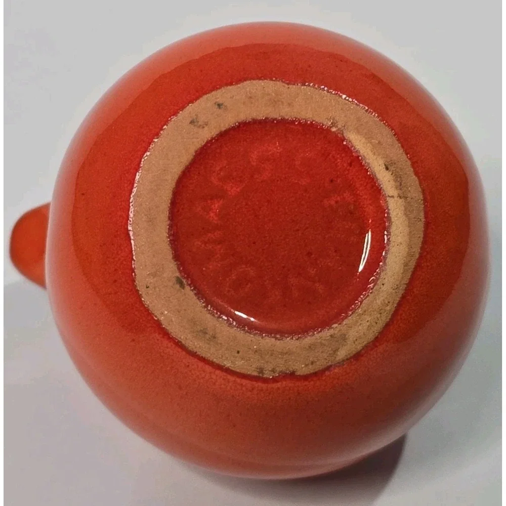 RARE Find Vintage Frankoma Pottery Red Mini Ball Creamer Pitcher #553